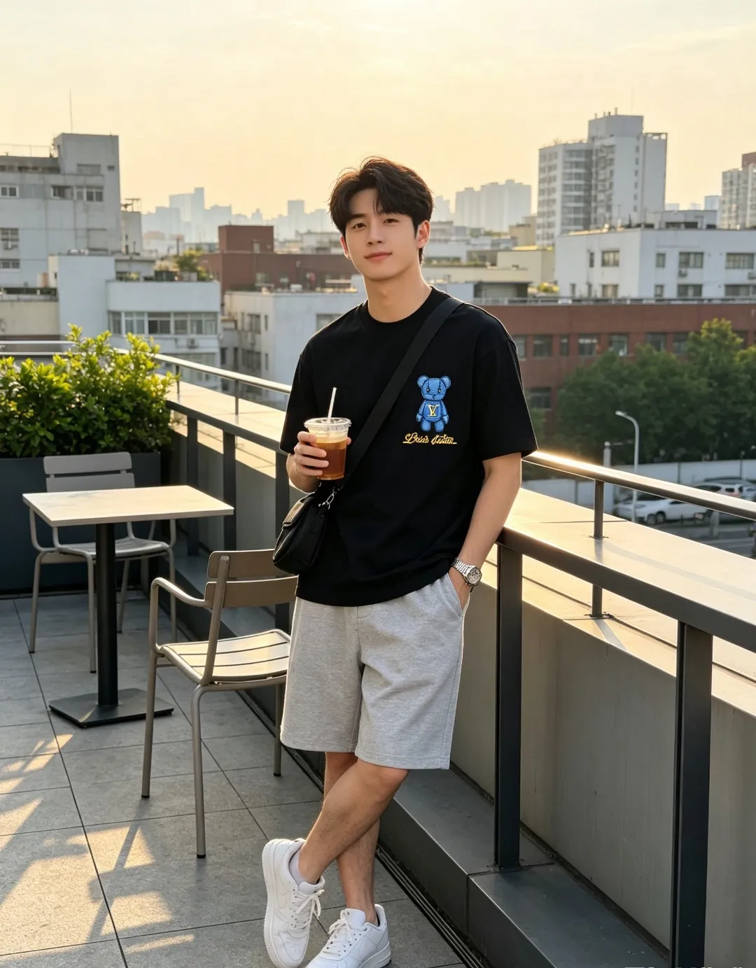 Louis Vuitton/Louis Vuitton 26ss towel patch bear short sleeves